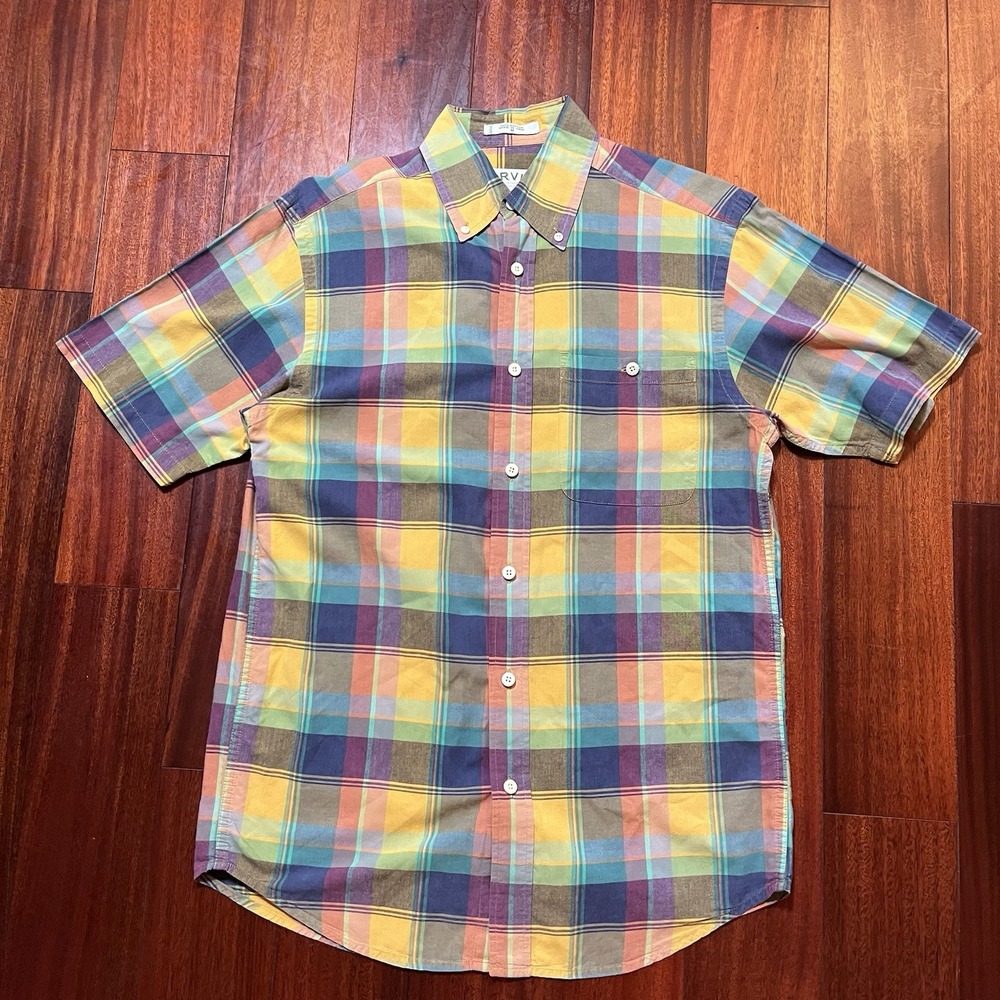 Orvis Shirt Mens M Multicolor Plaid Short Sleeve Button Down Casual Preppy